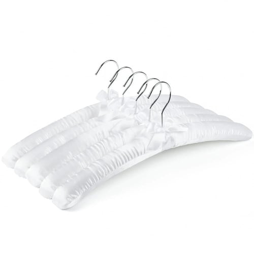 علاقة ملابس ستن ابيض 5 حبه