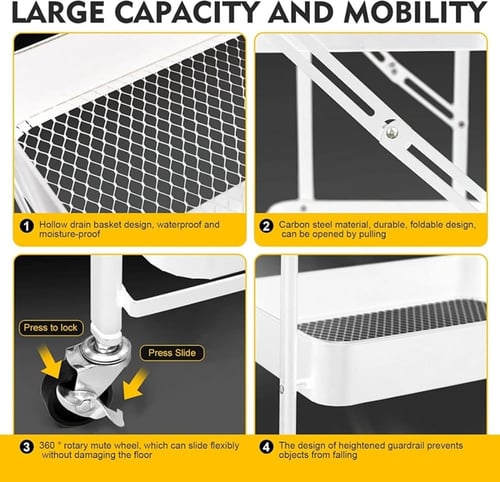عربية خدمة 3 دور قابلة للطي ابيض