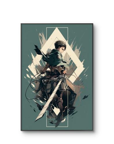 لوحة جدارية انمي هجوم العمالقة ليفاي اكرمان levi a...