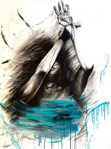 لوحة جدارية بعنوان ( فتاة )