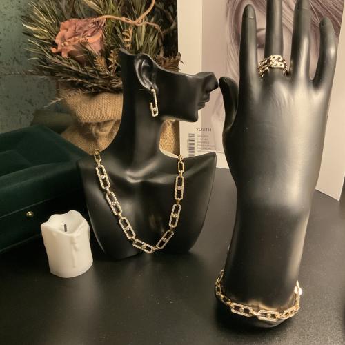 طقم ميسيكا مطلي بالذهب مرصع زركون من أربع قطع ، ال...