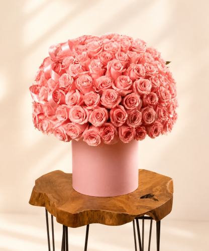 بوكس ورد بينك - Pink Roses - 50 Rose Box