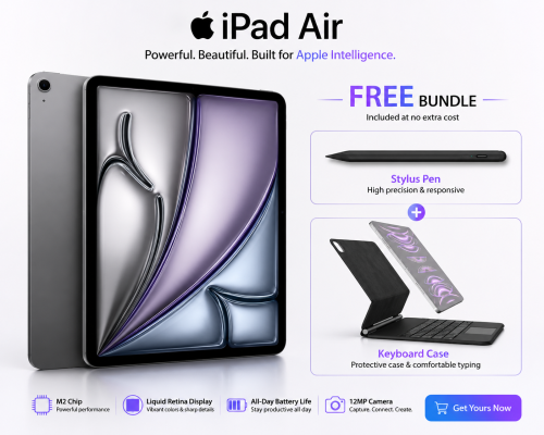 Apple iPad Air M2, Wi-Fi, 13-inch, 256GB, Black, 2-Year Warranty