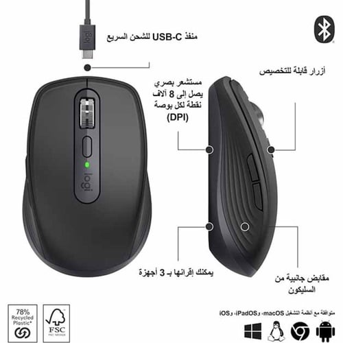 لوجيتك ماوس ام اكس اني وير 3 اس بلوتوث،جرافيت