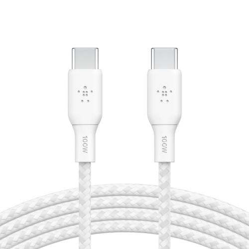 بيلكن كيبل المضفر USB-C إلى USB-C، 100 واط، كابل 3...