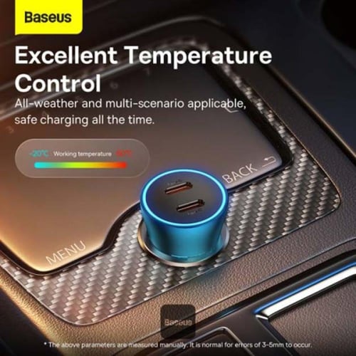 بيسوس شاحن سيارة سريع PD 40 وات، منافذ USB C مزدوج...