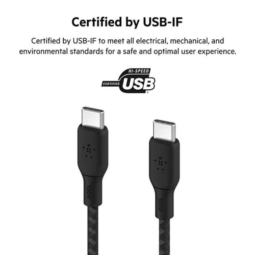بيلكن كابل مضفر USB-C الى USB-Cشحن سريع 1متر اسود