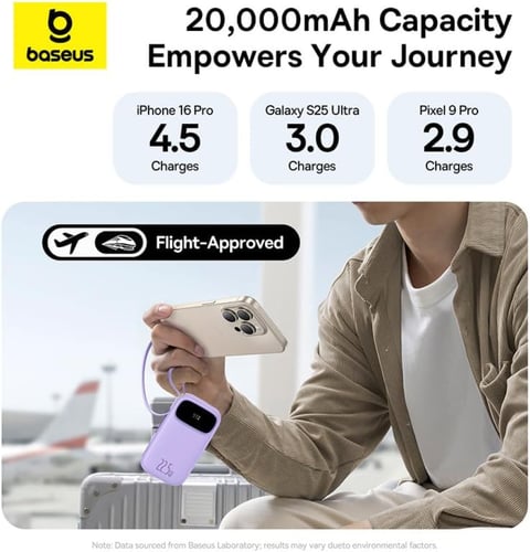 بيسوس باور باانك 20000 ملي امبير 22.5 واط مع كيبلي...