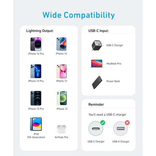 انكر كيبل شحن 322 من USB-C إلى Lightning بطول 10 أ...