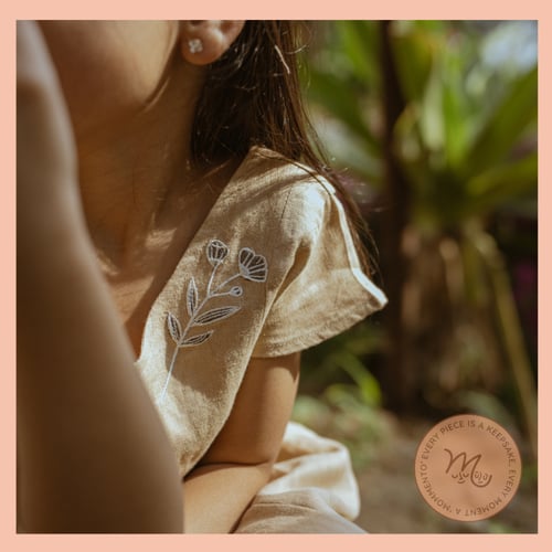 فستان أطفال كتان -لاتيه