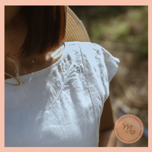 فستان كتان - اوف وايت