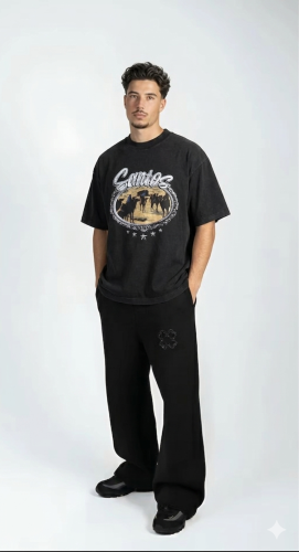 T-shirt with Saudi heritage identity, black color