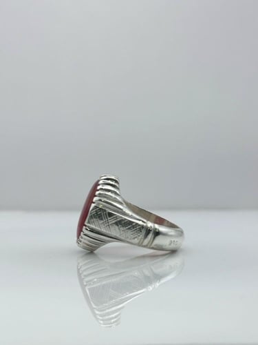 خاتم عقيق يماني زجاجي مشجر