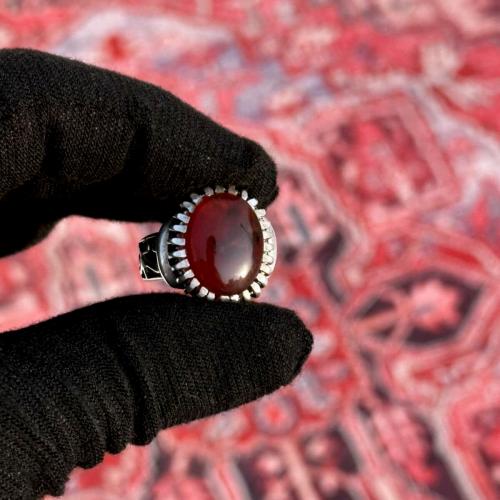 خاتم عقيق أحمر ياقوتي