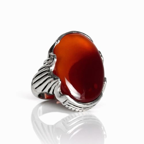 خاتم عقيق يماني زجاجي مزعفر