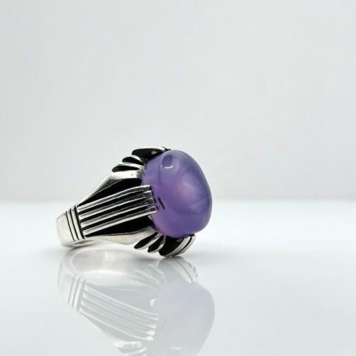 خاتم عقيق يماني بنفسجي