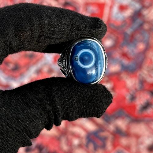 خاتم عقيق سليماني هندي أزرق