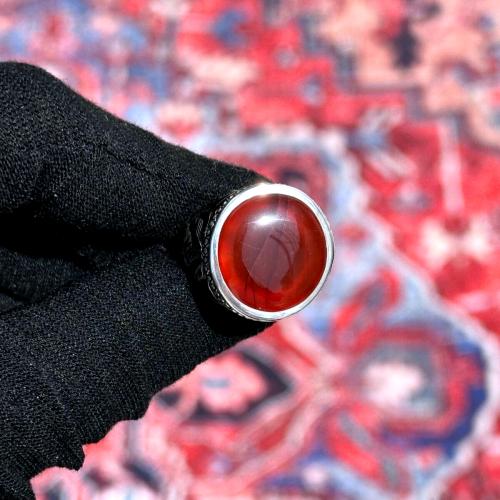 خاتم عقيق يماني ياقوتي زجاجي مزعفر