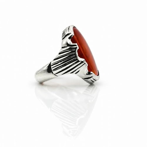 خاتم عقيق يماني زجاجي مشجر