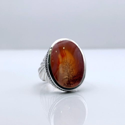 خاتم عقيق يماني زجاجي مشجر