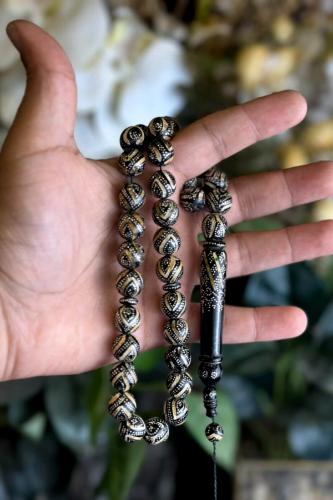 سبحة يسر مطعم فضة وكهرمان طبيعي