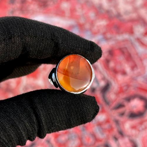 خاتم عقيق يماني زجاجي مشجر