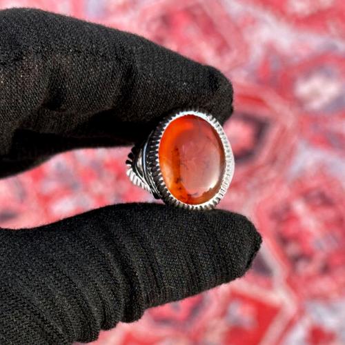 خاتم عقيق يماني زجاجي مشجر