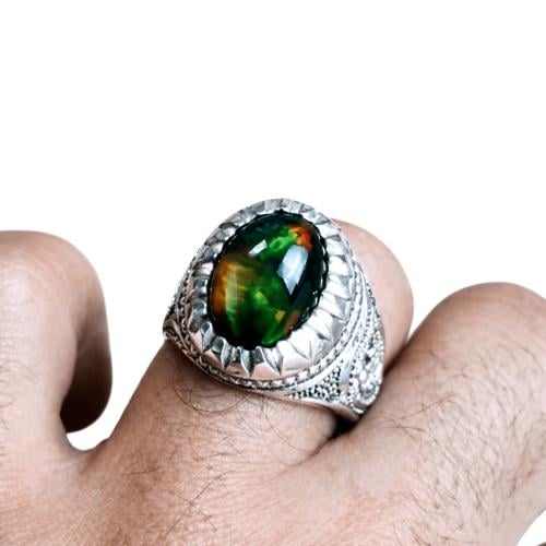 خاتم أوبال أخضر فل فاير