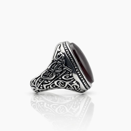 خاتم عقيق يماني كرزي مزعقر - نقش داخلي