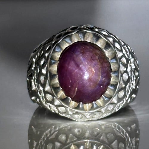 خاتم ياقوت نجمي طبيعي بشهادة