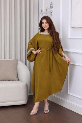 جلابيه استبقال بتطريز يدوي بالكم