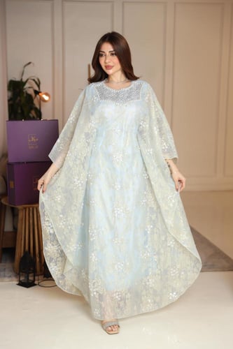 جلابيه سهره كلفه بالصدر وحزام مخفي للتحكم بالمقاس