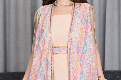 جلابيه قطعتين شيفون مطرز