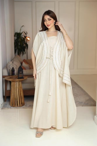 جلابيه لينن بكلفه مطرزه