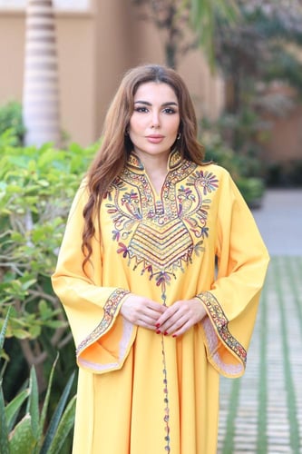 جلابيه بتطريز بالصدر والاكمام للمناسبات الرمضانيه