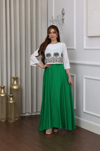 جلابيه لينن بتطريز يدوي