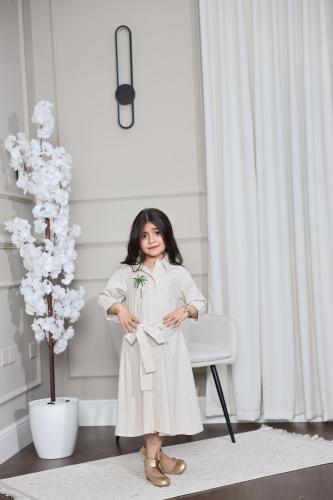 جلابيه بناتي لينن بتطريز بالهويه التراثيه