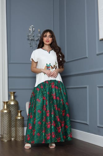 جلابيه لينن شالكي وبتطريز الجمل العربي