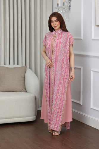 جلابيه قطعتين بقماش مطرز