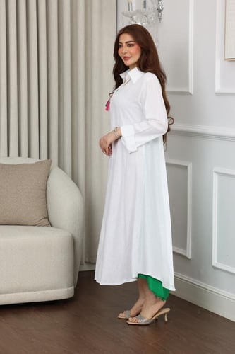 جلابية لينن بتطريز بدوي لليوم الوطني