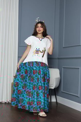 جلابيه لينن شالكي وبتطريز الجمل العربي