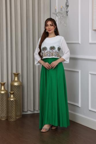 جلابيه لينن بتطريز يدوي