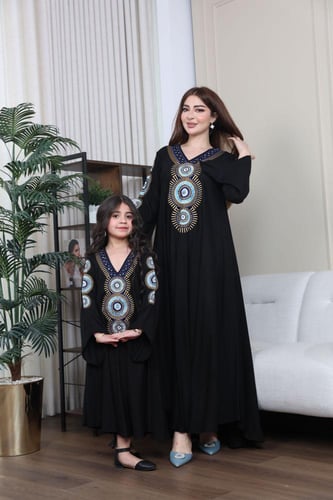 جلابيه لينن بتطريز يدوي نسائي