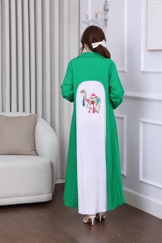 جلابية لينن بتطريز بدوي لليوم الوطني