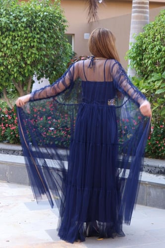 جلابيه قطعتين بخام التل وتطريز كمبيوتر