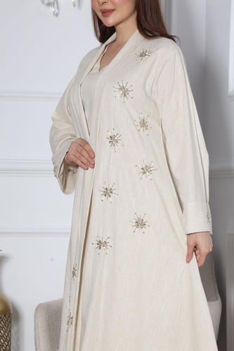 طقم لينن قطعتين بتطريز شك