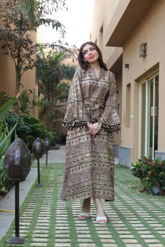 جلابيه لينن بنقوشات رمضانيه