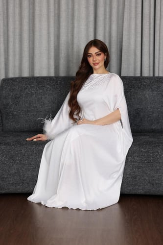 جلابية استقبال بخام ارمني كم ريش