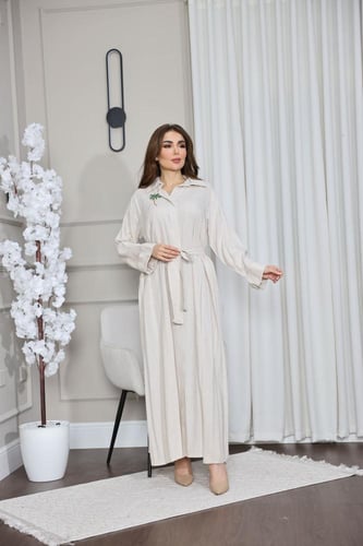 جلابيه لينن بتطريز بالهويه التراثيه