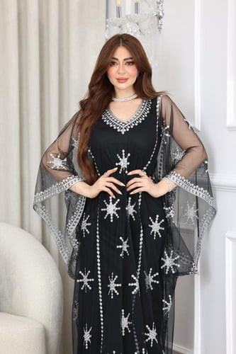 جلابية نشل مطرزة بخامة التل